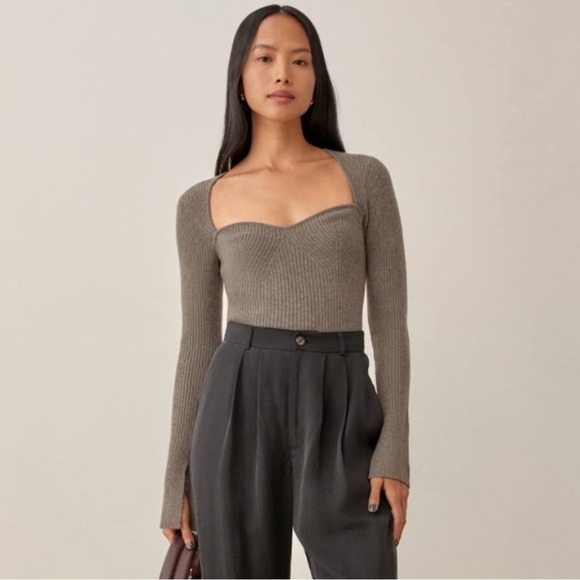Reformation Glenna Cashmere Sweater Cocoa - Picture 1 of 7